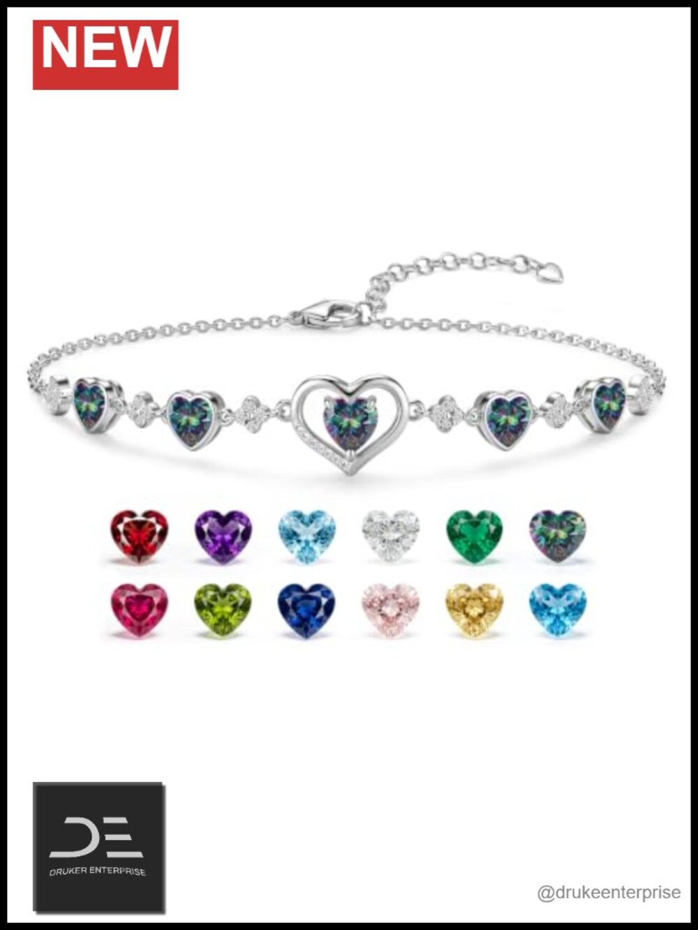925 Sterling Silver Alexandrite Link Charm Bracelet Women